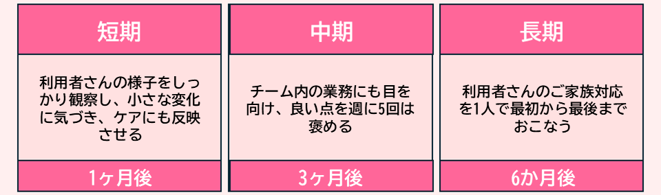 中堅介護職　目標設定 期間別